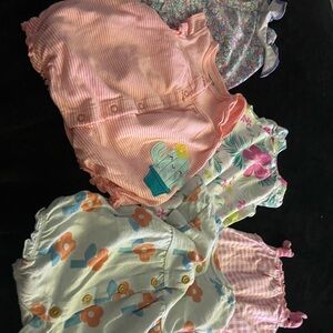 Baby Girls' Assorted Floral & Stripe Romper Set - Pink, Peach, Teal